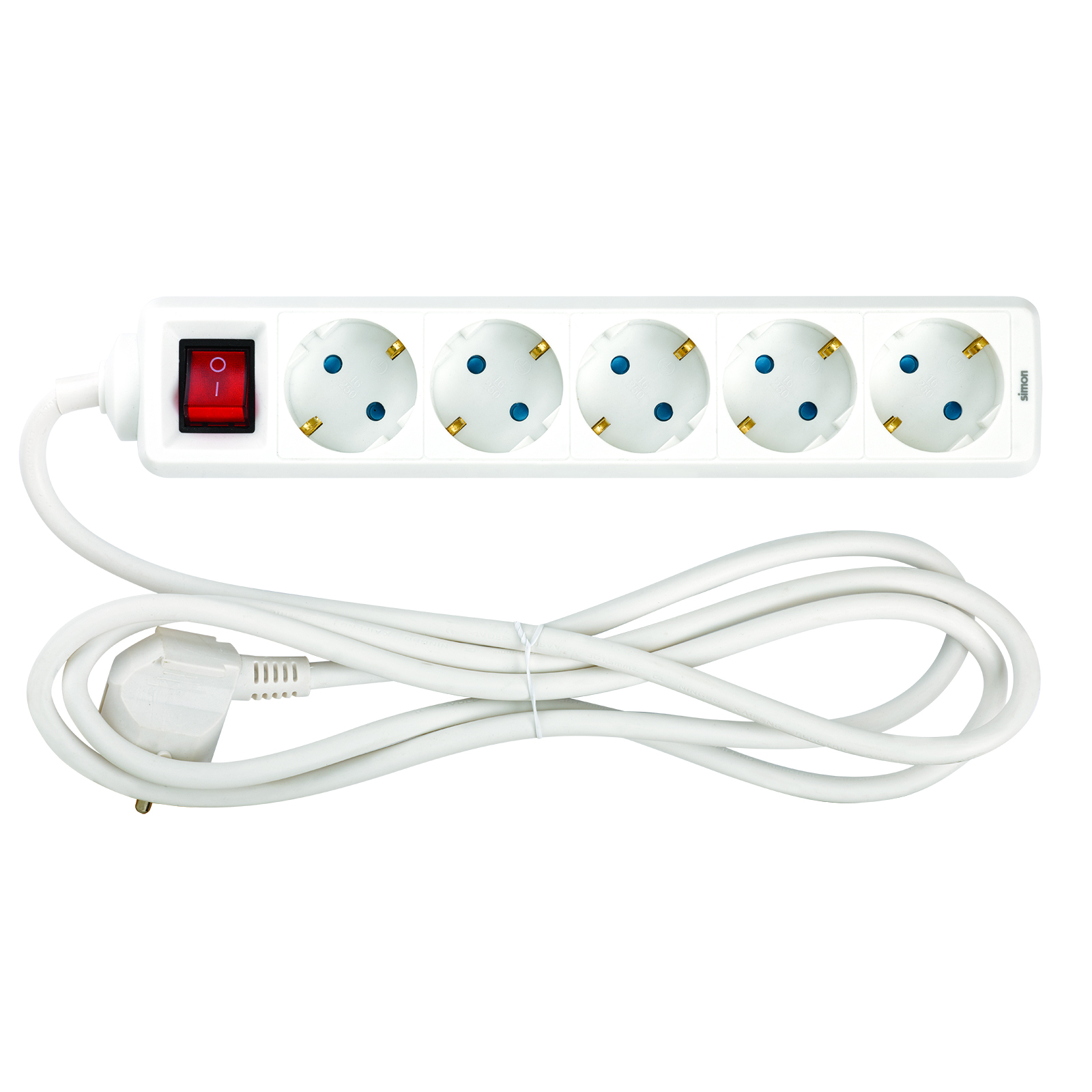 POWER STRIP 5 SCHUKO SOCKETS WITH SWITCH 2M WHITE