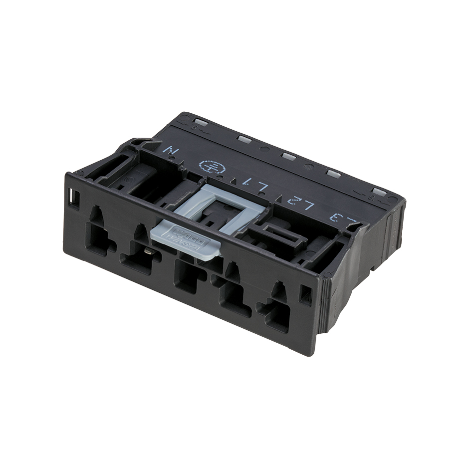 5-pole female flush-mount quick connector, black, Wago Winsta Midi type