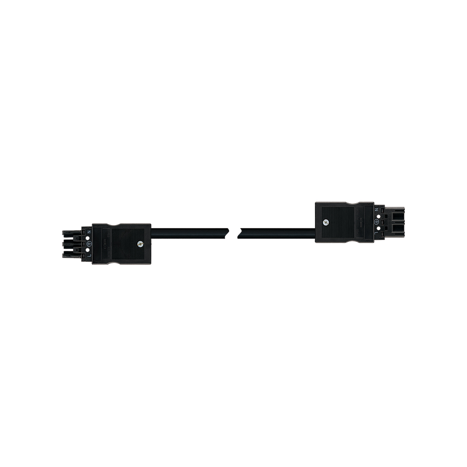 Female-male connection cable 3P Wago Winsta type, RZ1-K cable 1.5 mm², 5 m, black connector