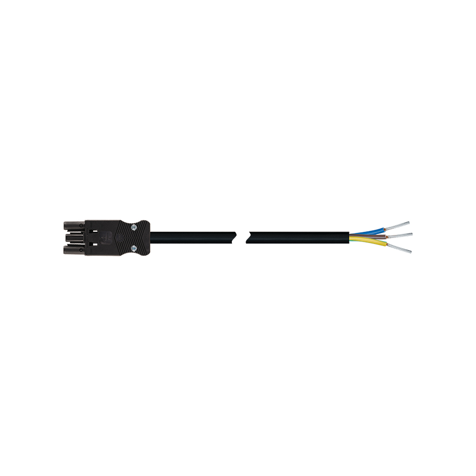 Female-free end connection cable 3P compatible with Wieland GST18i type, RZ1-K cable 1.5 mm², 2 m, black connector