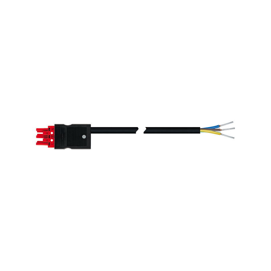 Female-free end connection cable 3P Wago Winsta type, RZ1-K cable 1.5 mm², 2 m, red connector