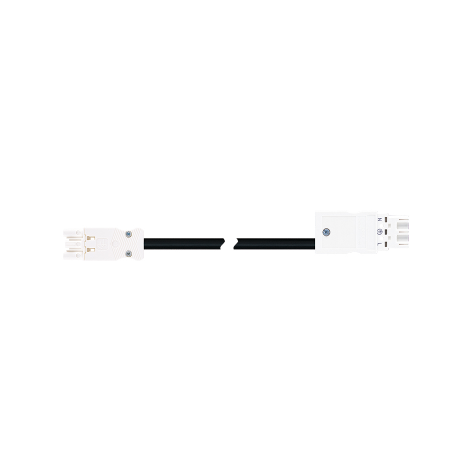 Female-male connection cable 3P compatible with Wieland GST18i - Wago Winsta type, H05VV-F cable 1.5 mm², 2 m, white connector