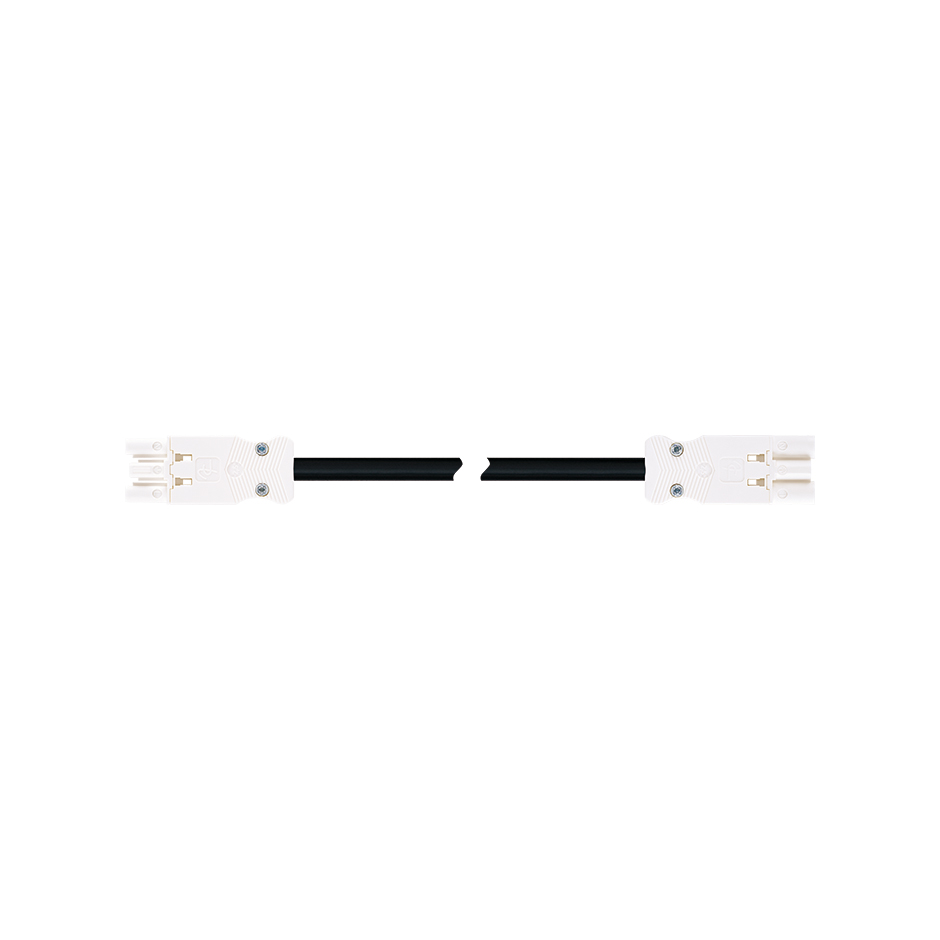 Female-male connection cable 3P compatible with Wieland GST18i type, H05VV-F cable 1.5 mm², 5 m, white connector