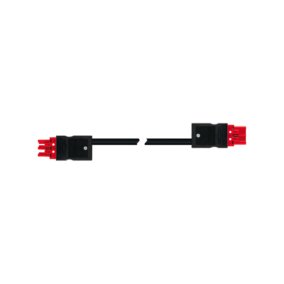 Female-male connection cable 3P Wago Winsta type, H05VV-F cable 1.5 mm², 8 m, red connector