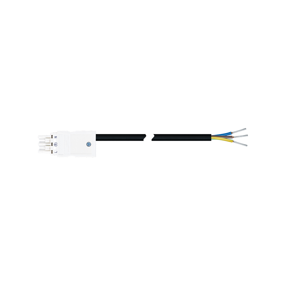 Female-free end connection cable 3P Wago Winsta type, H05VV-F cable 1.5 mm², 2 m, white connector