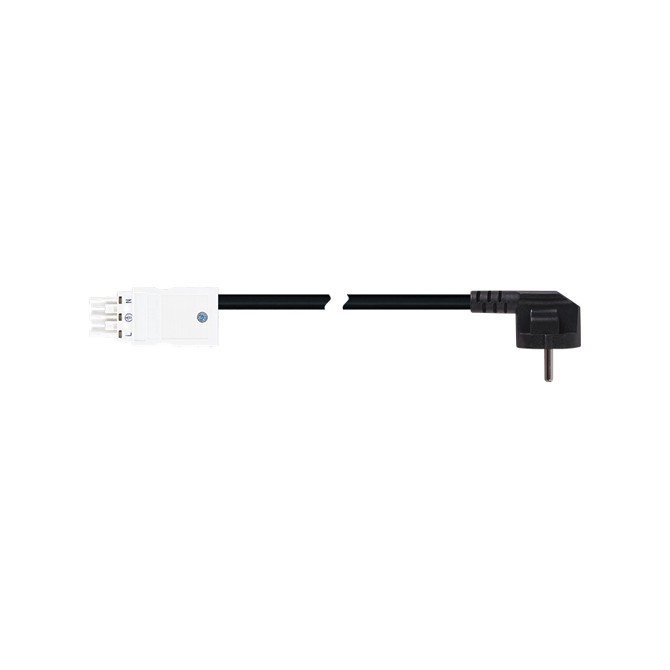 Latiguillo Hembra-schuko 3P con figura Wago Winsta, cable H05VV-F 1,5 mm², 2 m, conector blanco