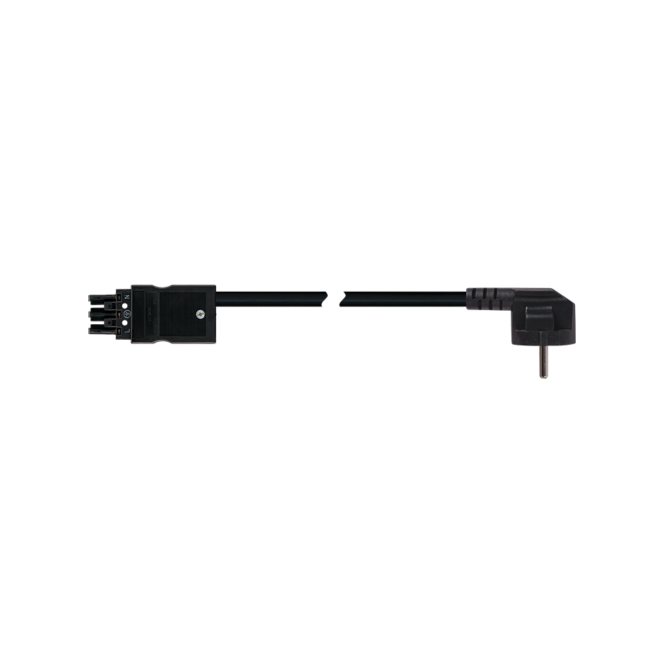 Female-Schuko connection cable 3P Wago Winsta type, H05VV-F cable 1.5 mm², 2 m, black connector