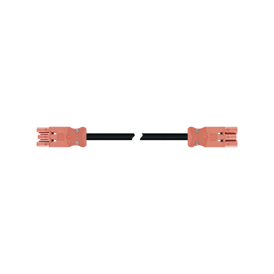 Female-male connection cable 3P compatible with Wieland GST18i type, H07RN-F cable 1.5 mm², 8 m, red connector