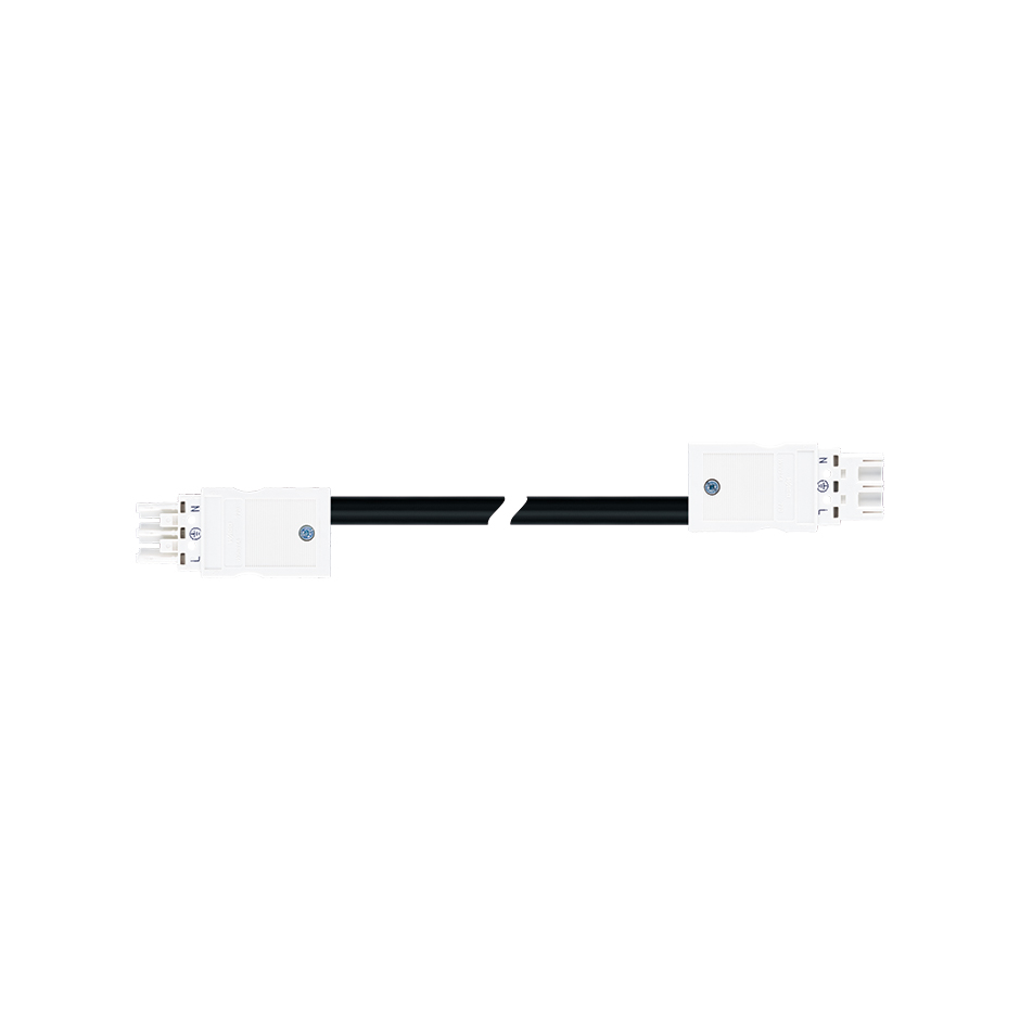 Latiguillo Hembra-Macho 3P con figura Wago Winsta, cable RZ1-K 2,5 mm², 2 m, conector blanco