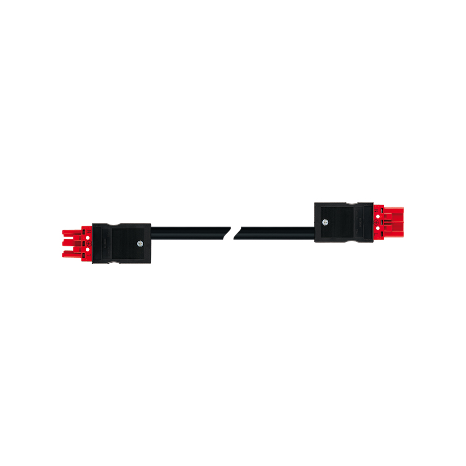 Female-male connection cable 3P Wago Winsta type, RZ1-K cable 2.5 mm², 4 m, red connector
