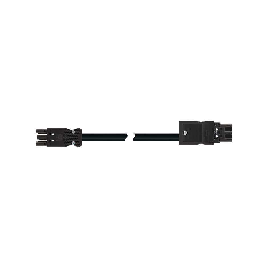 Female-male connection cable 3P compatible with Wieland GST18i - Wago Winsta type, RZ1-K cable 2.5 mm², 8 m, black connector
