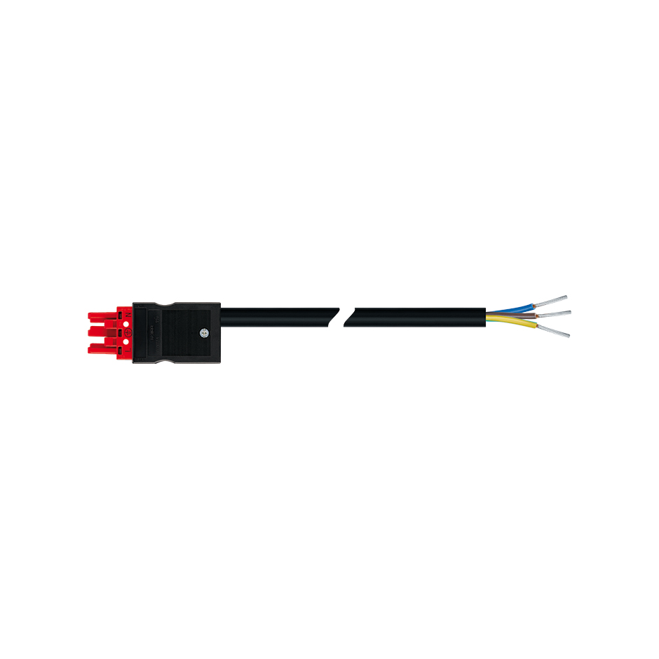 Female-free end connection cable 3P Wago Winsta type, RZ1-K cable 2.5 mm², 2 m, red connector