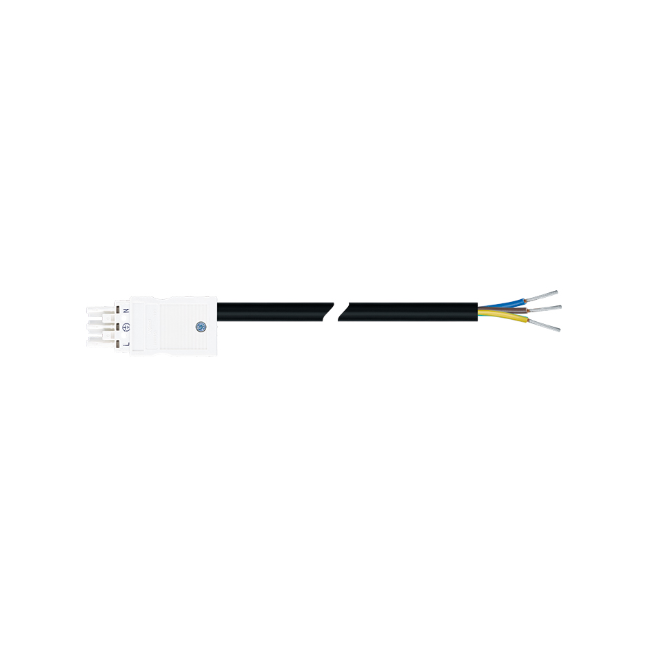 Female-free end connection cable 3P Wago Winsta type, RZ1-K cable 2.5 mm², 2 m, white connector