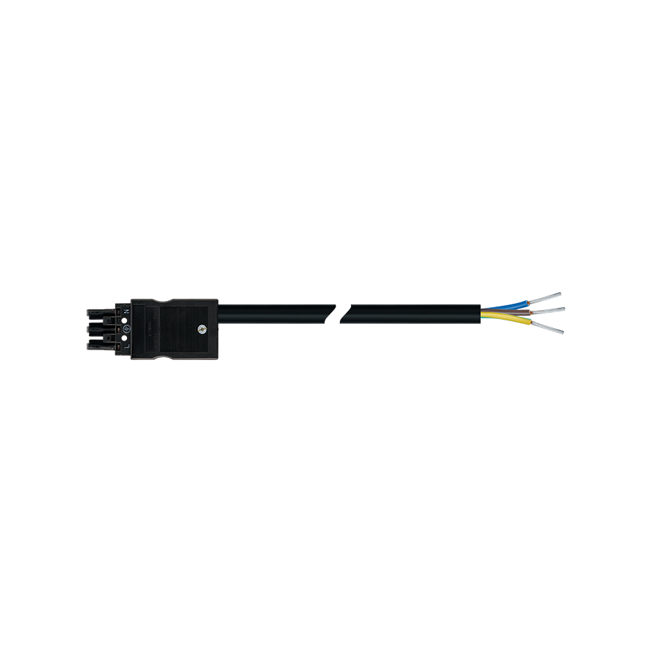 Female-free end connection cable 3P Wago Winsta type, RZ1-K cable 2.5 mm², 2 m, black connector