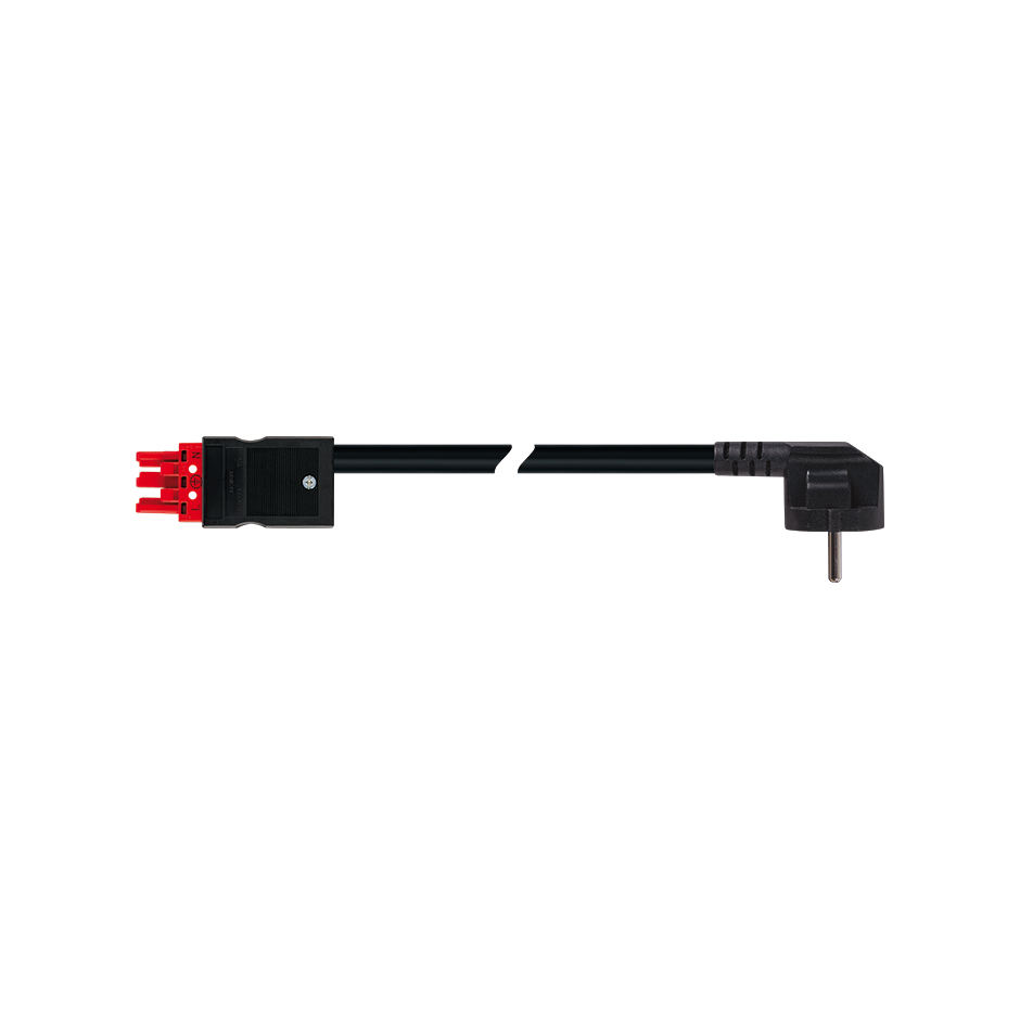 Female-Schuko connection cable 3P Wago Winsta type, RZ1-K cable 2.5 mm², 2 m, red connector