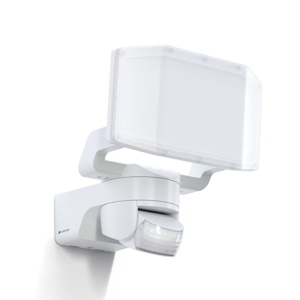 Proyector Protect 14,3W 3000K con detector 10m 180º PIR+LUX blanco IP54