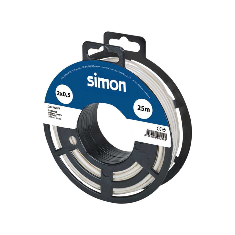 TELEPHONE CABLE H05VV-F 2x0.5MM² 25 METERS IVORY Simon