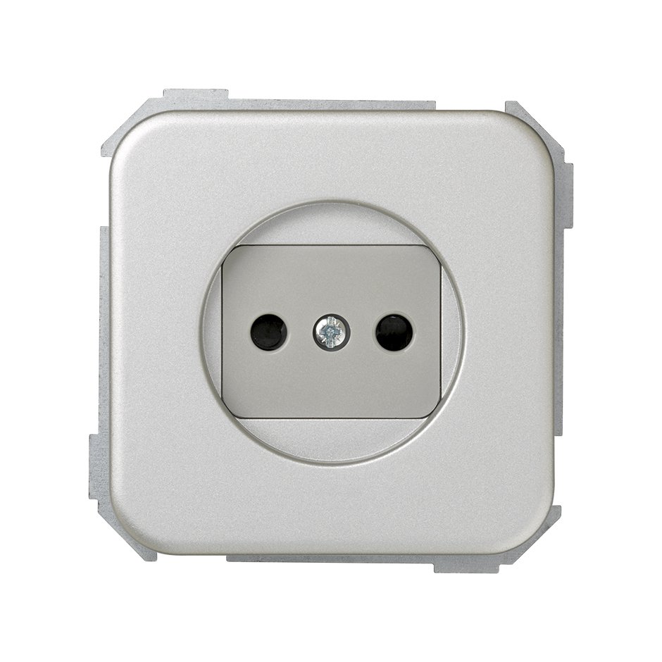 Two-pole socket outlet 16A 250V~ with safety device and screw terminal connection aluminium Simon 31