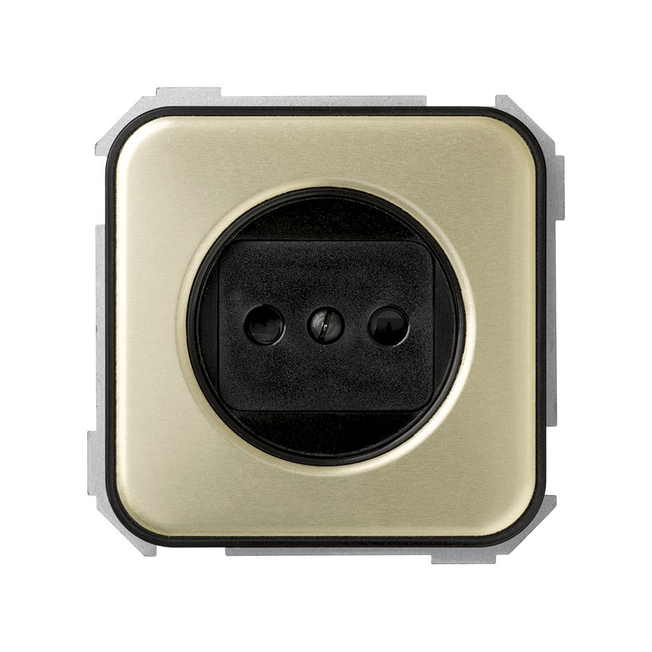 Two-pole socket outlet 16A 250V~ with safety device and screw terminal connection decorative brown Simon 31