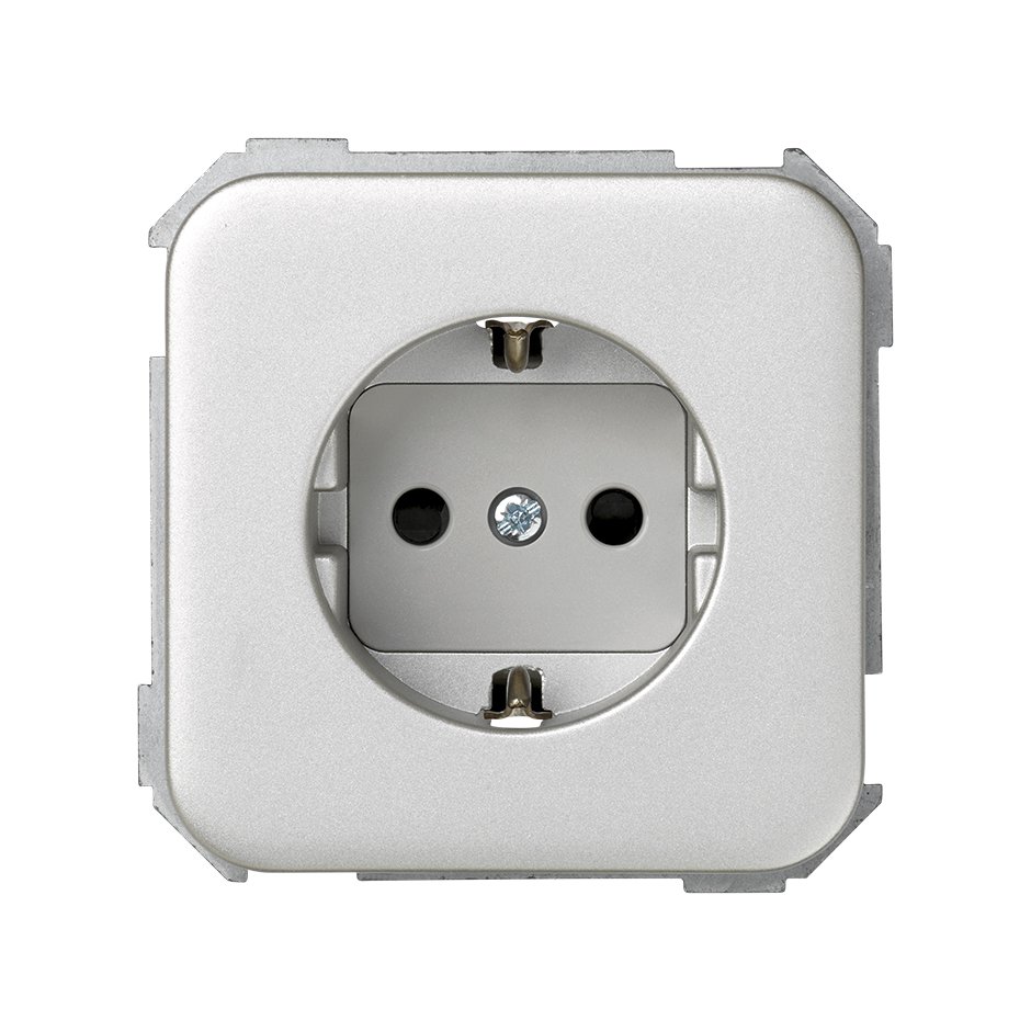 German socket outlet 16A 250V~ with safety device and screw terminal connection aluminium Simon 31