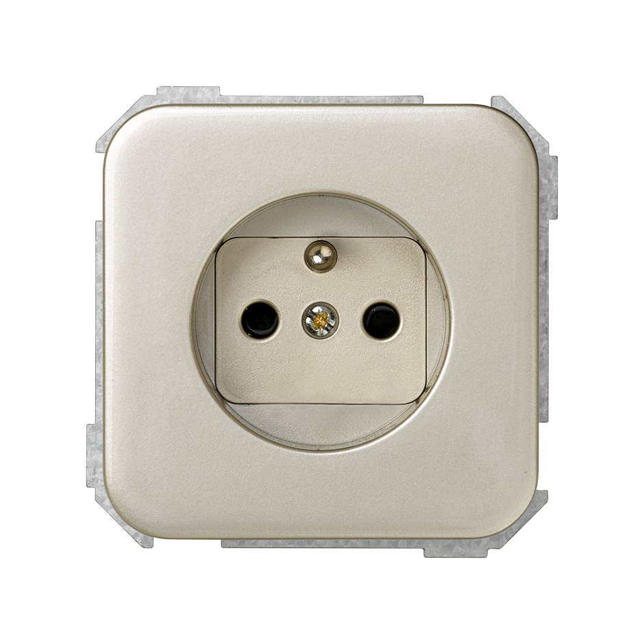French socket outlet 16A 250V~ with safety device and screw terminal connection champagne Simon 31