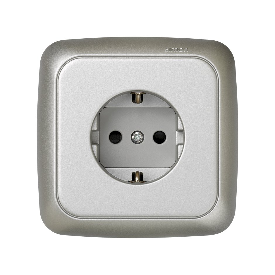 German monoblock socket outlet 16A 250V~ with safety device and screw terminal connection aluminium Simon 31