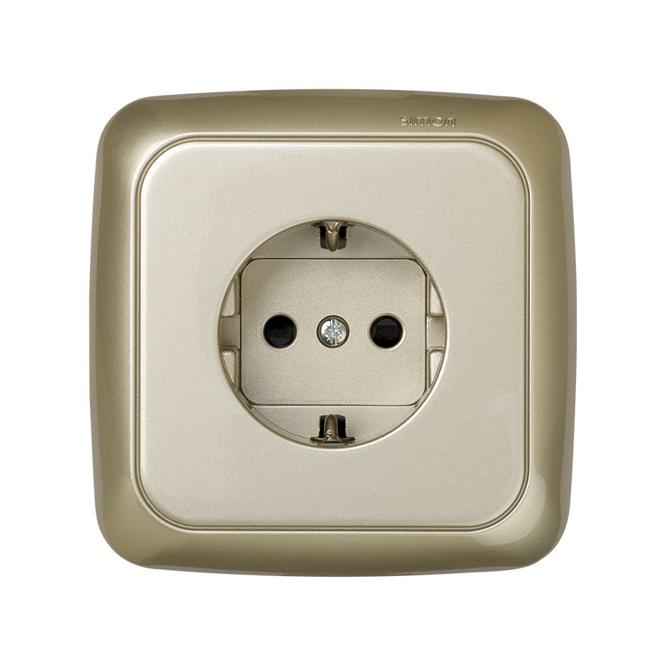German monoblock socket outlet 16A 250V~ with safety device and screw terminal connection champagne Simon 31