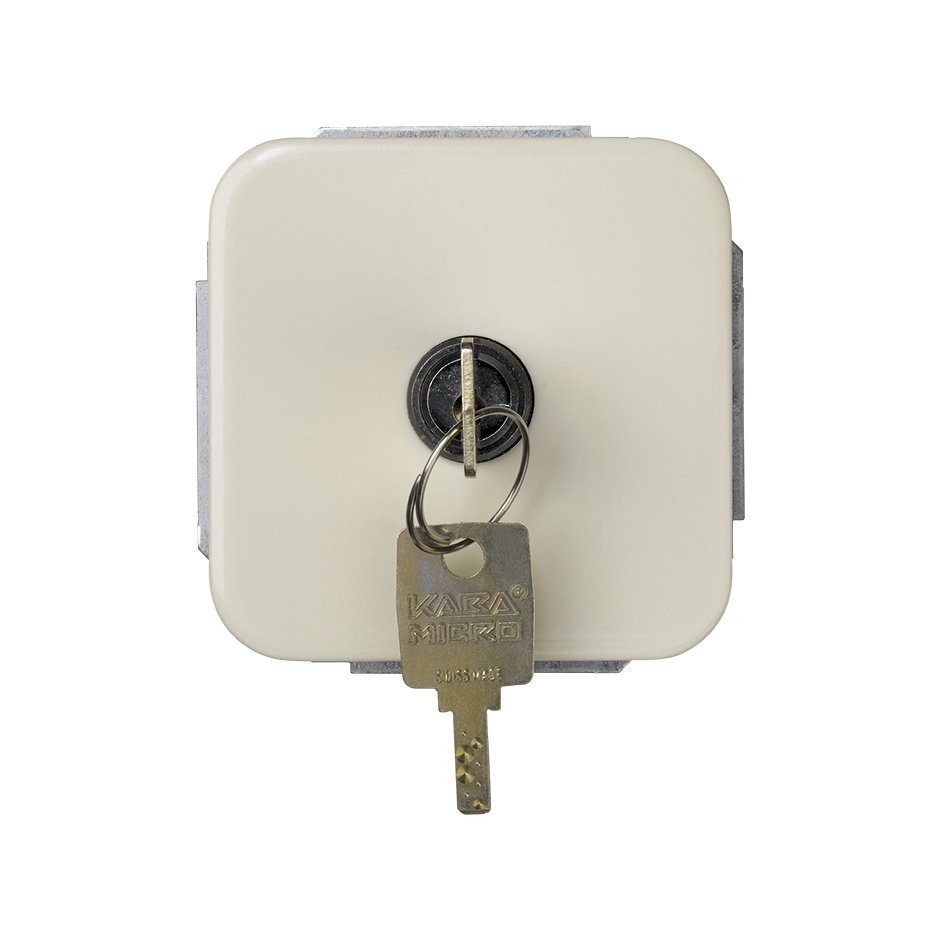 2-Way push-button switch with key 5A 250V~ (key removable in rest position) and welding terminal connection system ivory Simon 31