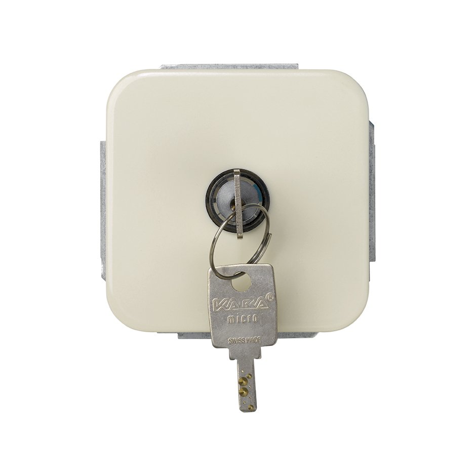 2-way switch with key 5A 250V~ (key removable in both pos.) and welding terminal connection system ivory Simon 31