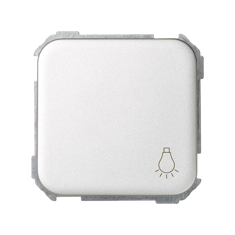 Push-button switch with light symbol 10A 250V~ and fast terminal connection system aluminium Simon 31
