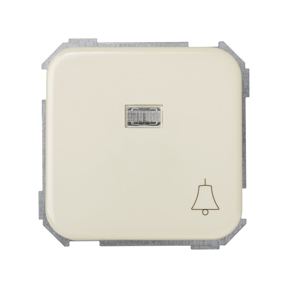 Push-button switch with bell symbol 10A 250V~, built-in light and fast terminal connection system ivory Simon 31