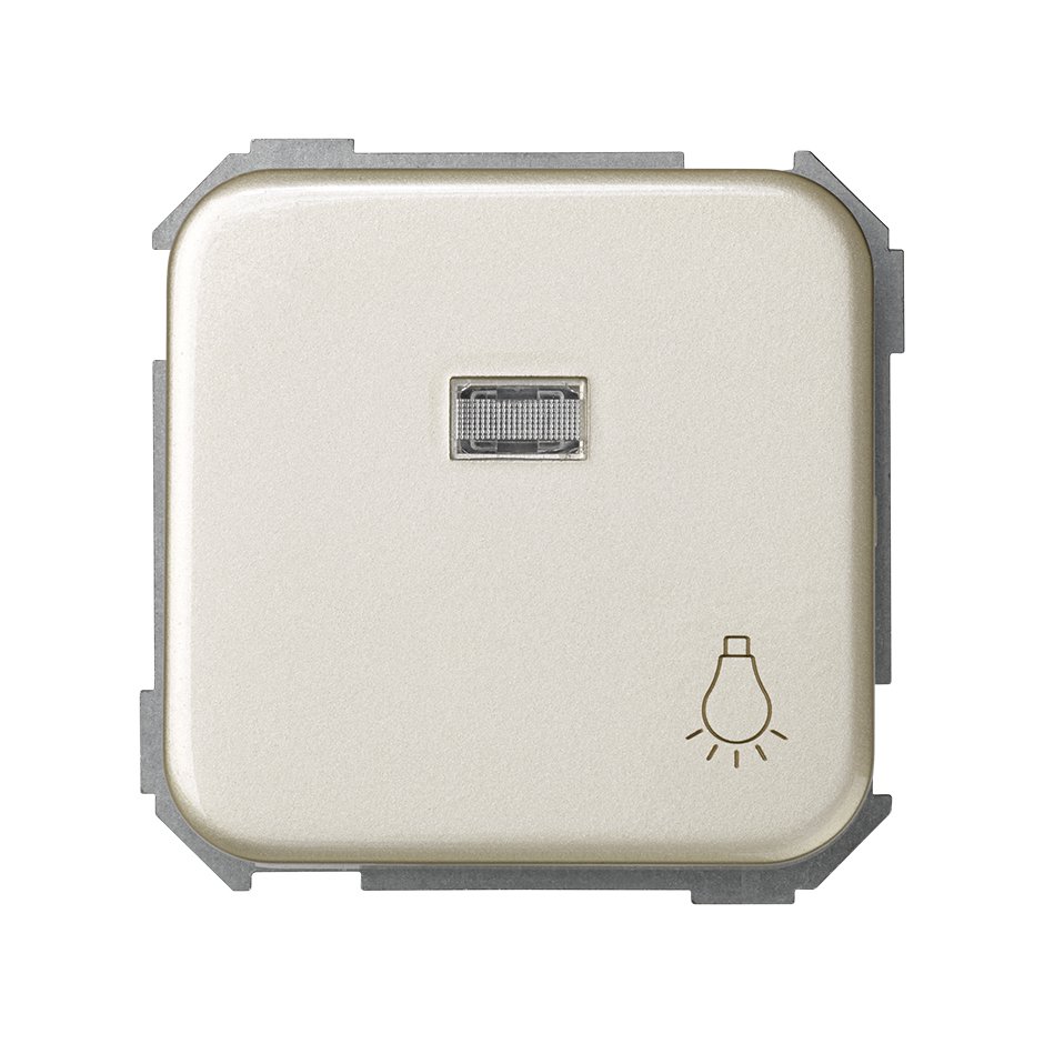 Push-button switch with light symbol 10A 250V~, built-in light and fast terminal connection system champagne Simon 31