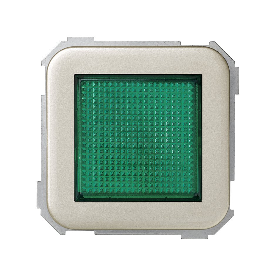 Signal light with E10 miniature screw champagne and diffuser cover green Simon 31