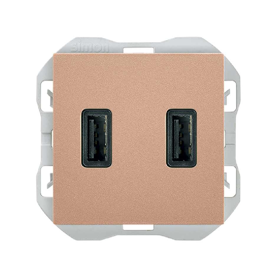 Cargador USB doble 3,1A con smartcharge tipo A cobre Simon 270