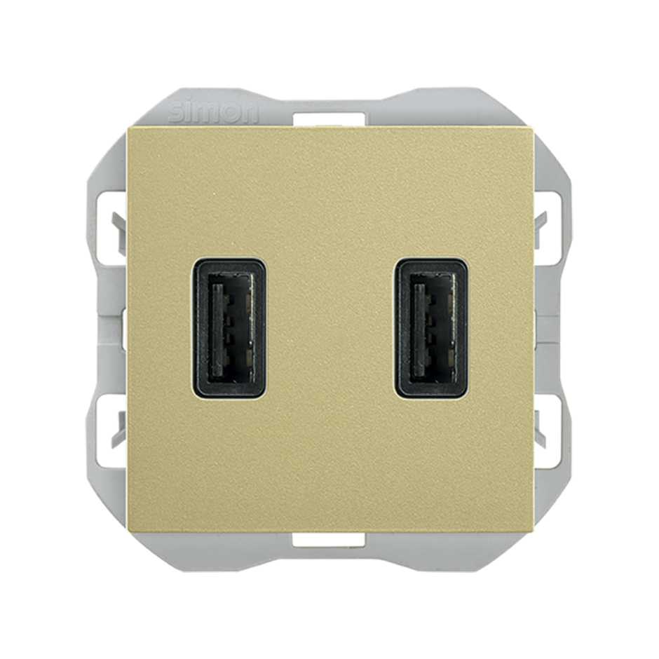 Cargador USB doble 3,1A con smartcharge tipo A bronce Simon 270