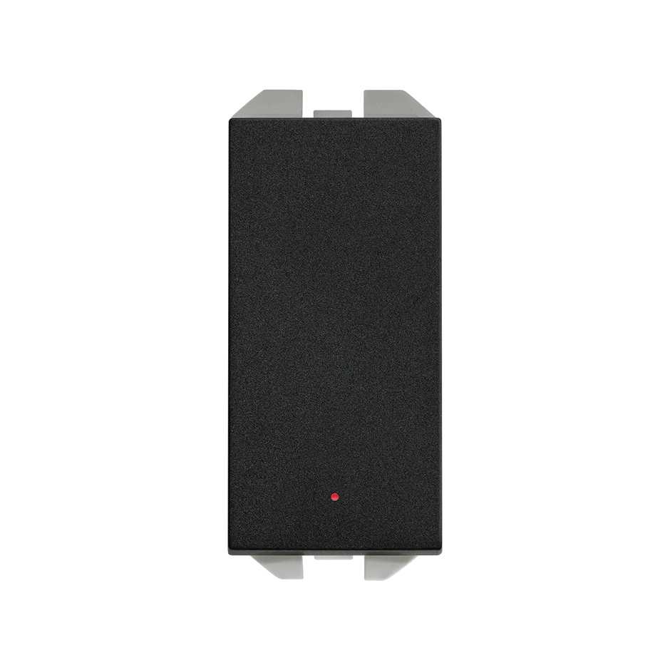 Two-pole switch 10AX 230V~ with narrow rocker and built-in pilot light matt black Simon 270