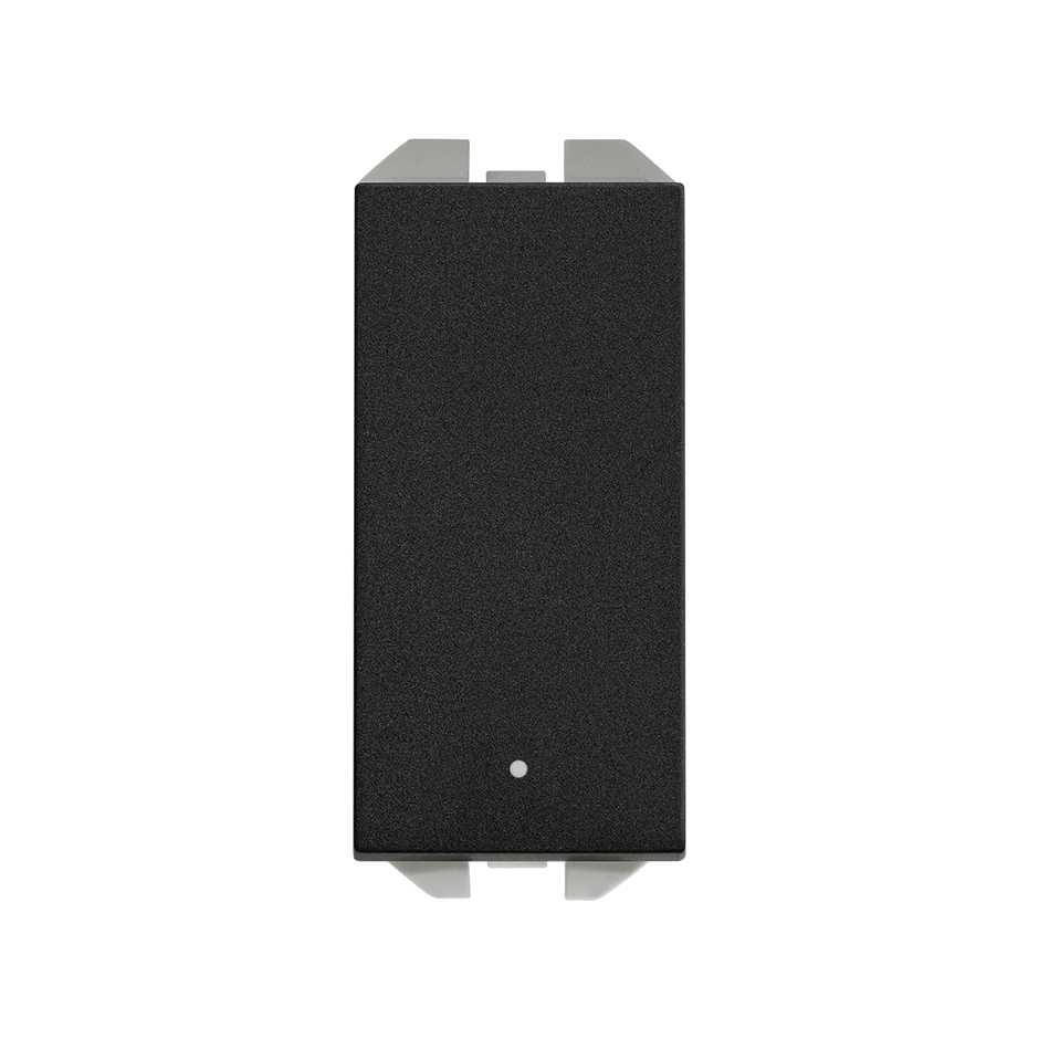 Pulsador neutro 10A 230V~ de tecla estrecha con luminoso incorporado y sistema de embornamiento rápido negro mate Simon 270
