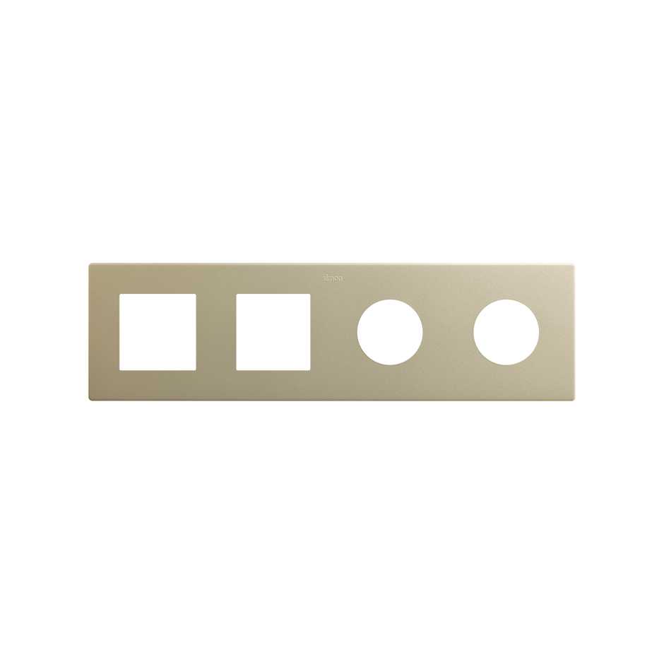 Frame composed of 2 elements and 2 minimal aesthetic for CLEAN Schuko socket outlet champagne Simon 270