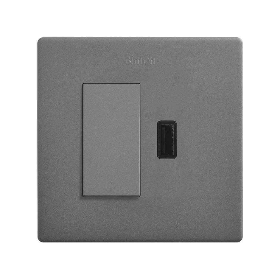 Monobloc kit for 1 element with 1 push-button switch and 1 USB charger ...