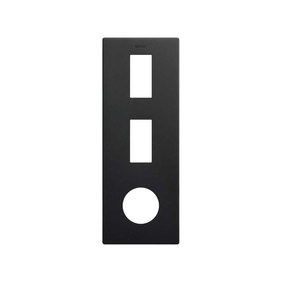 Minimal aesthetic vertical frame for 2 elements and 1 CLEAN Schuko socket outlet matt black Simon 270