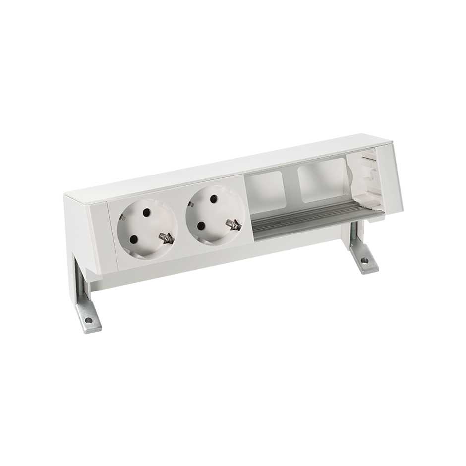 Customisable set with 2 schuko socket outlets and 2 empty elements white S400 Top
