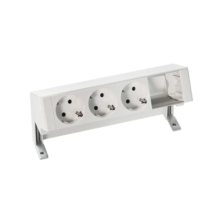 Customisable set with 3 schuko socket outlets and 1 empty element white ...