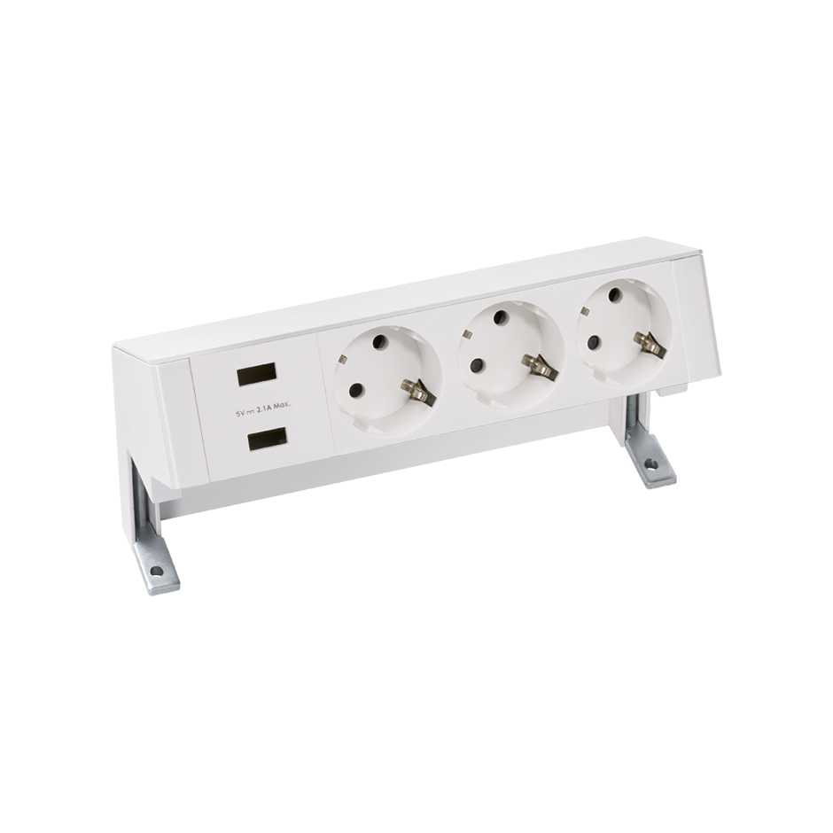 Kit complet avec chargeur 2xUSB et 3 schukos blanc S400 Top