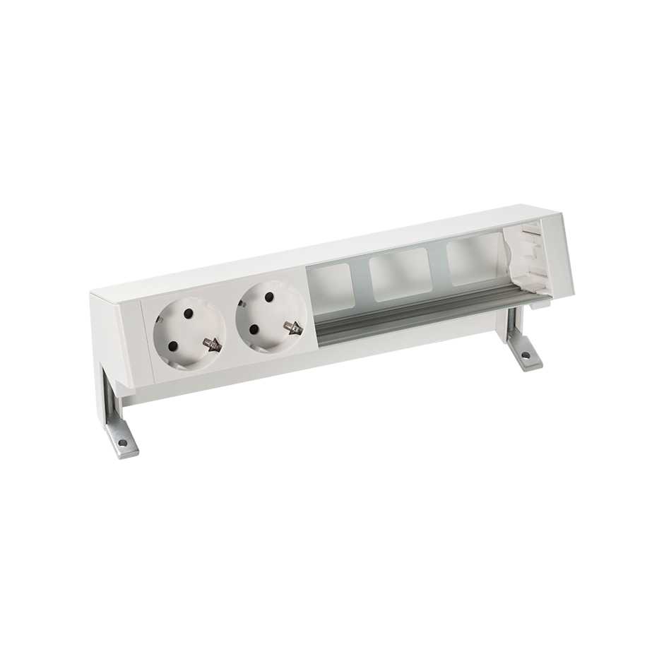Customisable set with 2 schuko socket outlets and 3 empty elements white S400 Top