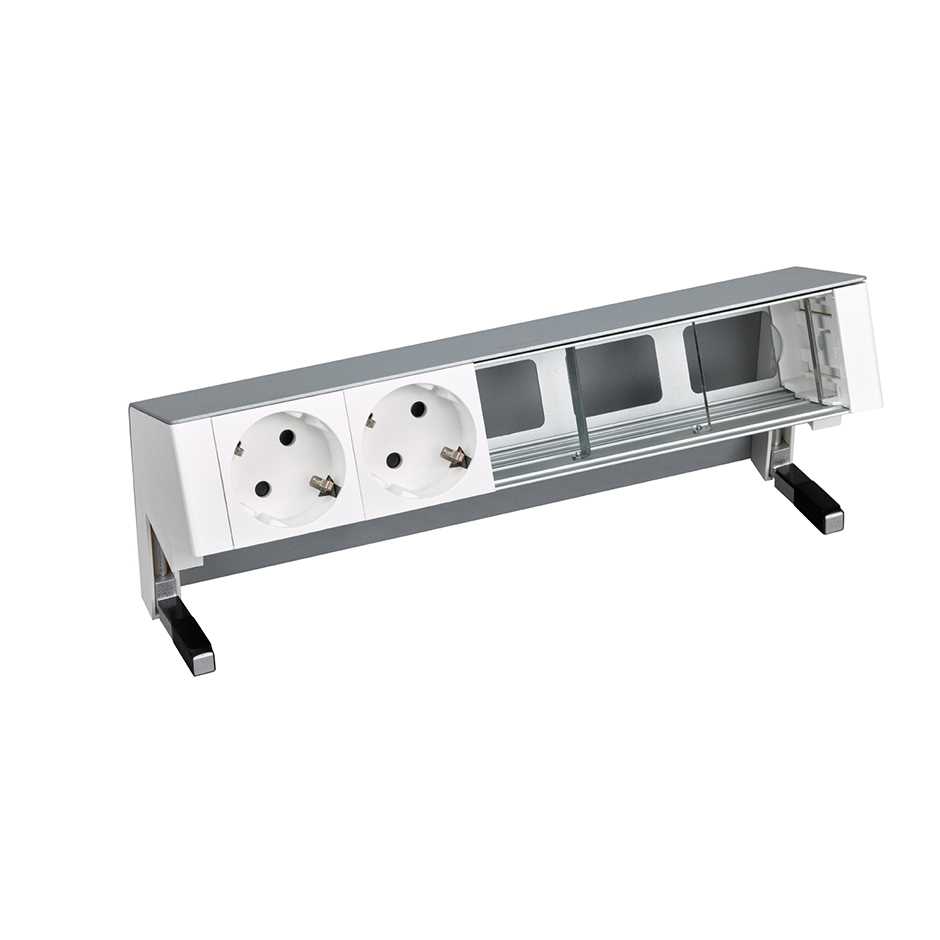 Kit de table personnalisé avec 2 prises schuko et 3 éléments vides en aluminium Simon 400