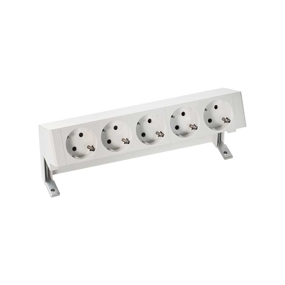 Complete set with 5 schuko socket outlets white S400 Top