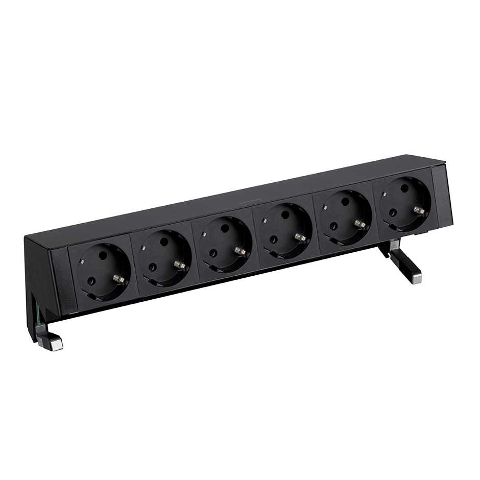 Complete set with 6 schuko socket outlets black S400 Top