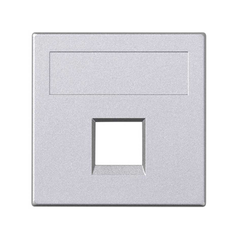 Plaque plate voix et données sans cache anti-poussière 1 élément pour 1 connecteur RJ45 compatible avec d'autres fabricants aluminium Simon 500 Cima