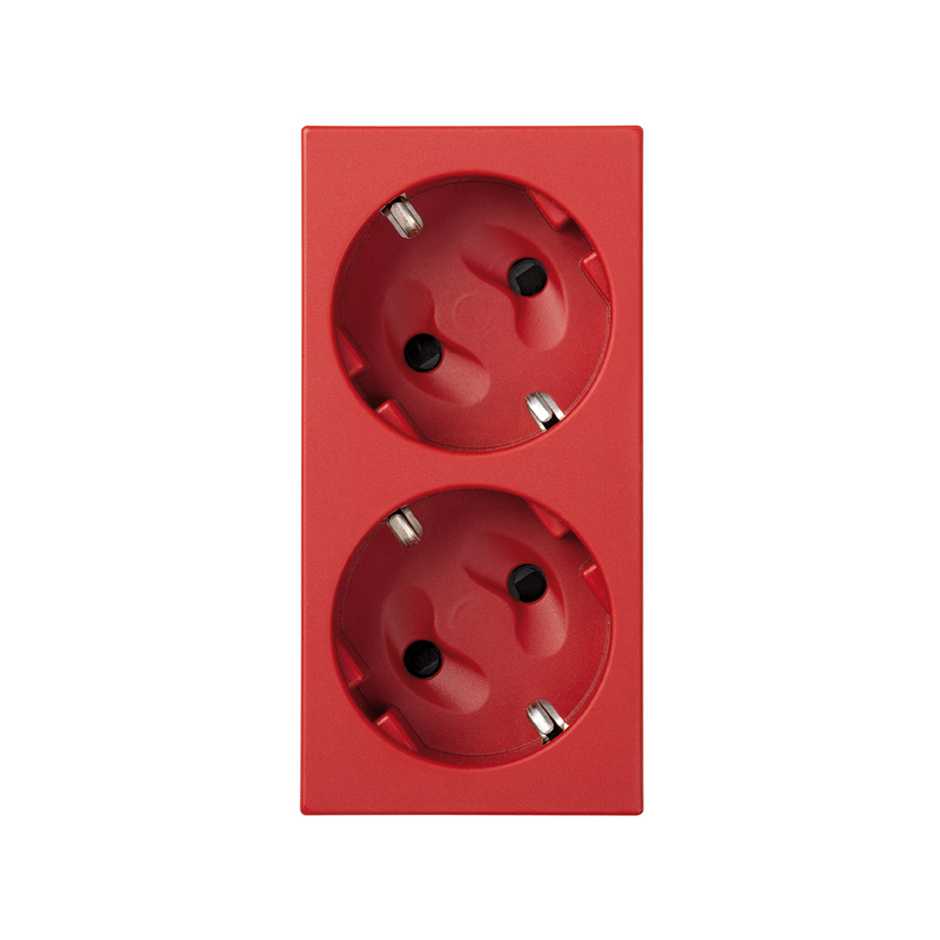 German socket outlet 16A 250V~ with safety device and 1Click® terminal connection red Simon 500 Cima