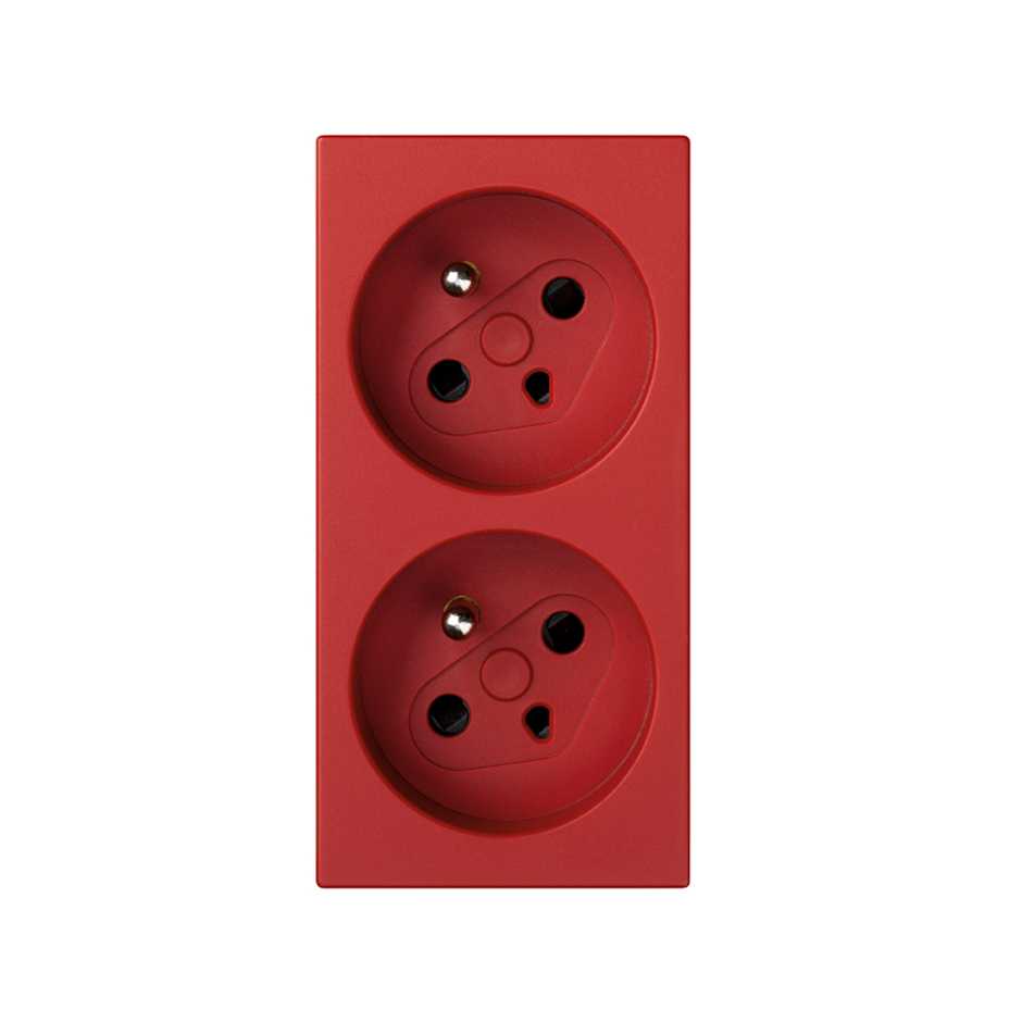 Prise double 2P+T 16A 250V ~ avec dispositif de sécurité, connexion de terminale à 1Click® et détrompeur rouge Simon 500 Cima